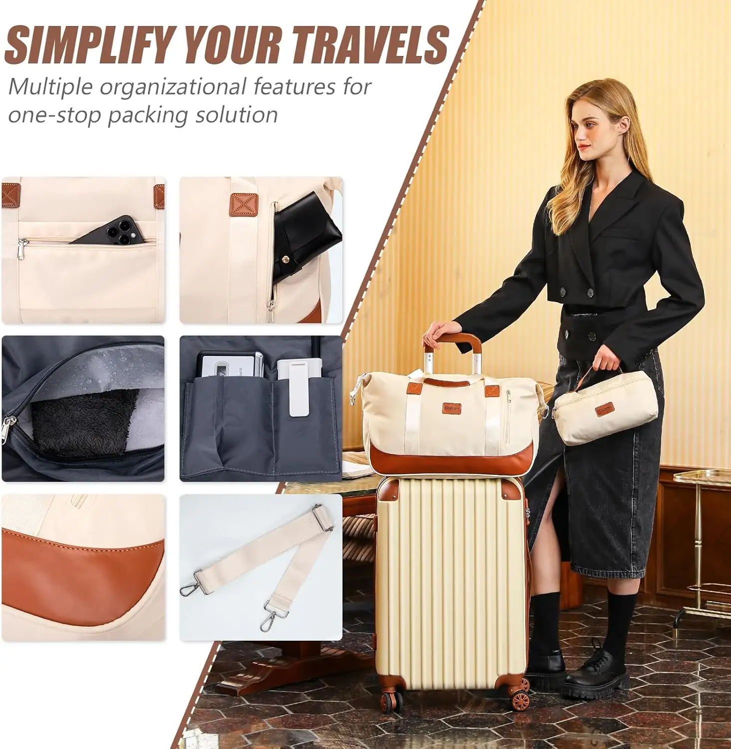 Cosbarn Luggage Sets 5 Piece Suitcases with Wheels, Suitcase Set ABS Hard Case_ - 81DPqLxxdQL._AC_SL1500_